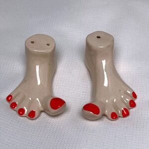 C.C. Co. Ceramic Feet‎ Salt and Pepper Shakers Red Toes Novelty